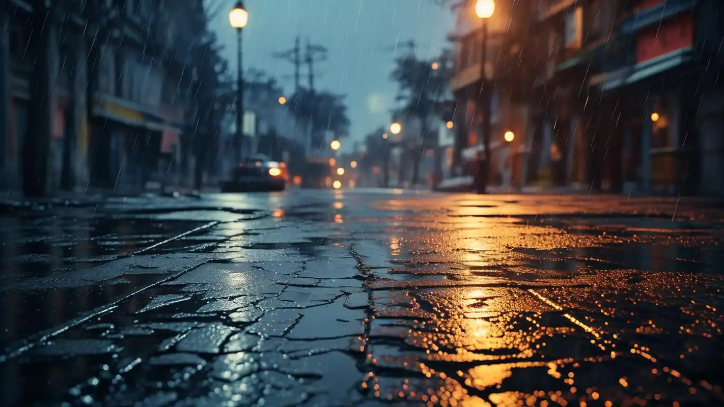 唯美伤感壁纸精选91 穿梭在细雨蒙蒙的城镇,每一盏路灯下都隐藏着一