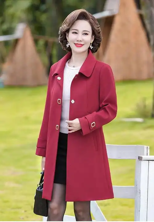 碧晴天轻奢高档女装妈妈秋秋装风衣中长款洋气外套中老年阔太太大衣