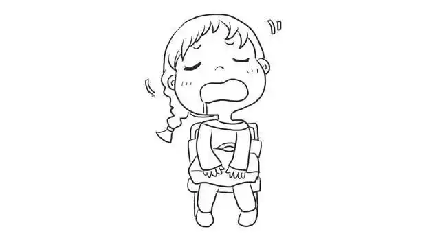 犯困睡觉的小女孩幼儿亲子简笔画