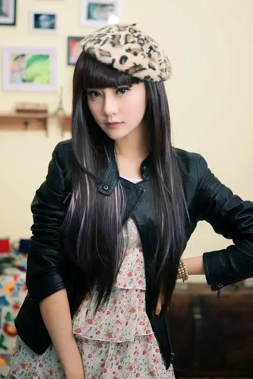 假发长直发 齐刘海 假发女 整顶中长发假发套 jiafa 甜美修脸逼真