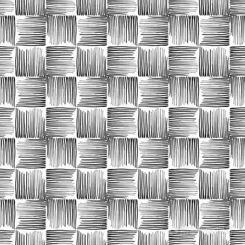 无缝模式的grunge线造型的织物纹理地毯织造黑白的图案矢量