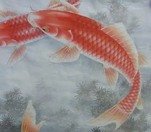 韦律练作品工笔画鲤鱼系列