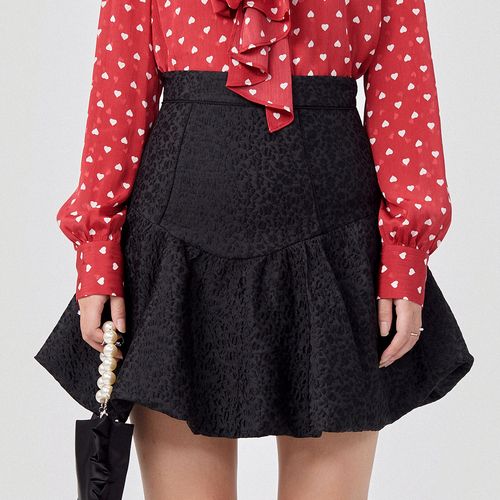 maxrieny云朵小黑裙女春季复古高腰半身短裙