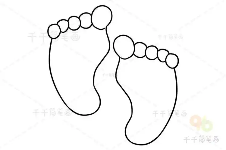 小脚丫简笔画涂色模板_幼儿学画身体五官简笔画