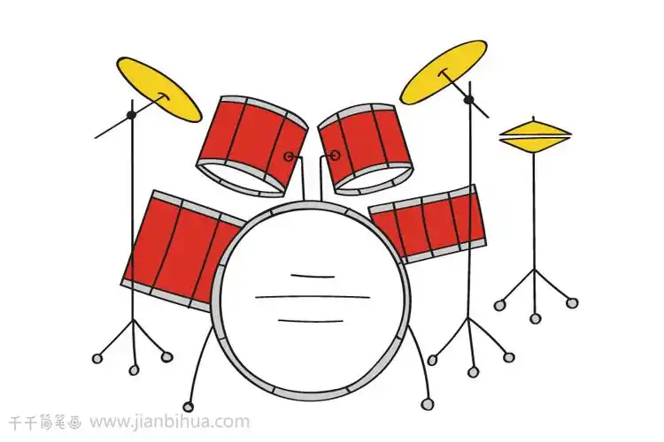 幼儿学画架子鼓简笔画步骤图
