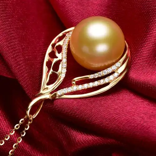 华丽南洋金珠吊坠,值得女人一生追求的奢华选择