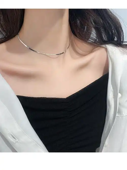 素单链刀片项链女锁骨链气质简约冷淡风网红小众设计感高级颈链潮