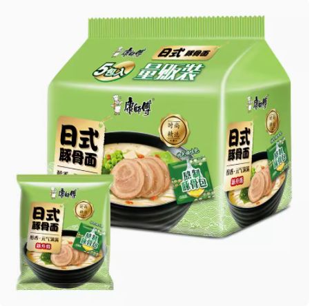 康师傅方便面日式袋面海鲜豚骨酸酸辣辣泡面五连包胡椒金汤虾球面