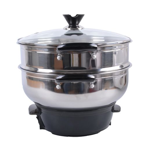 美的 dh3202多功能电热锅电炒锅2100w不锈钢双层电蒸锅煎烤炖煮焖