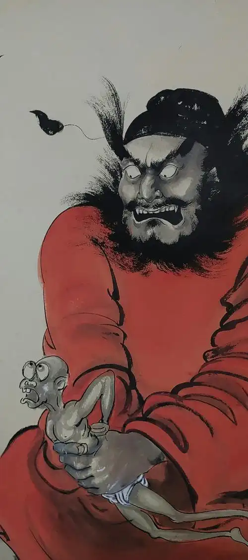 国画人物朱砂钟馗挂画原创纯手绘装饰画己装裱