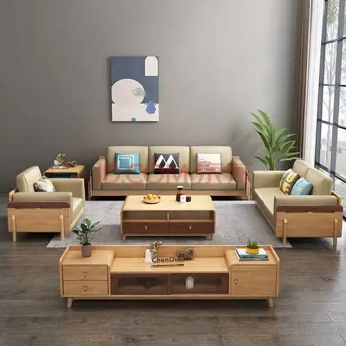 海善家 沙发 格灵时光北欧风格全实木沙发组合客厅家用储物转角沙发小