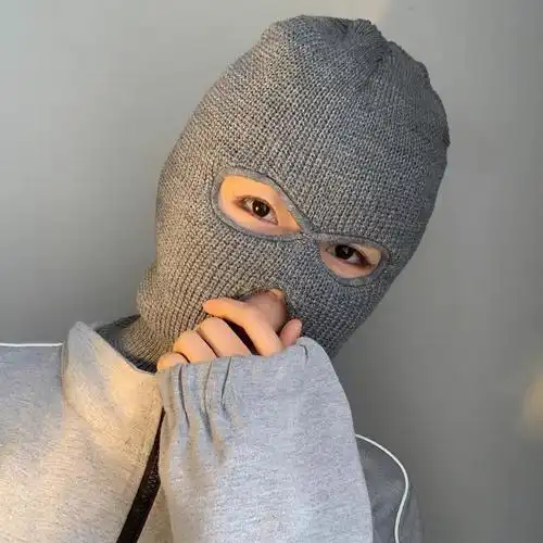 csgo悍匪头套粉色秋冬季男女保暖针织棉帽毛线帽搞怪防风全脸防寒土匪