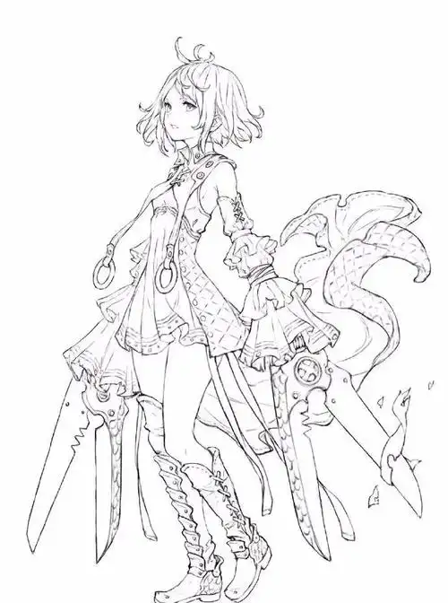 黑白线稿 | 二次元人物线稿