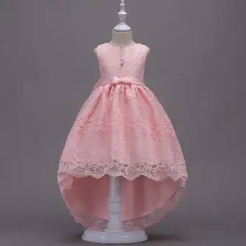 公主裙礼服2018春秋新款柔软蕾丝无袖淑女连衣裙韩版裙子儿童 粉色