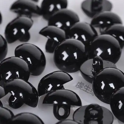 全黑色纽扣儿童玩偶眼睛纽扣玩具熊黑大衣蘑菇扣黑色蘑菇扣 30个一包