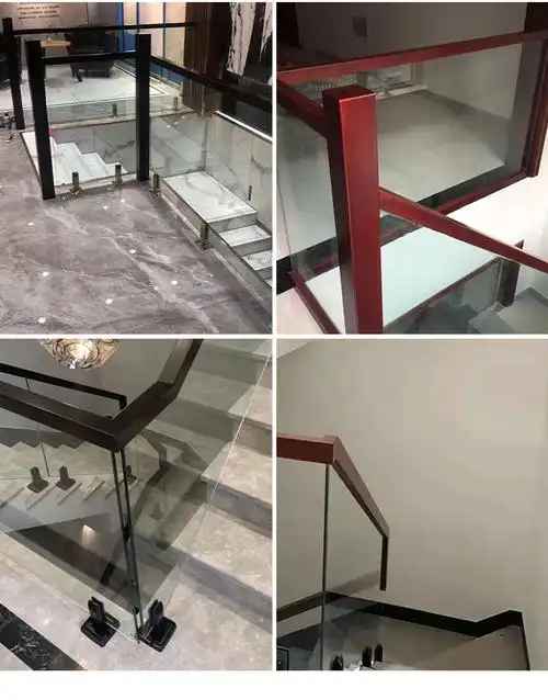纯实木玻璃扶手卡槽不锈钢化防爆玻璃夹楼梯立柱复式护栏开槽扶手清水
