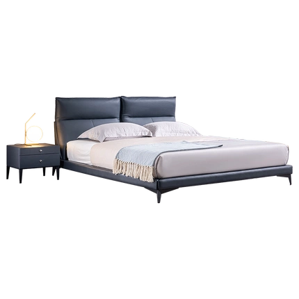 吉斯现代简约轻奢主卧北欧真皮床