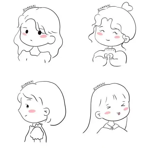 简笔画小女孩可爱头像手帐素材