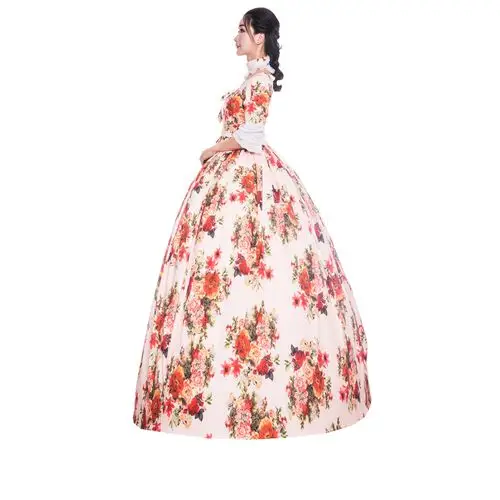 文艺系女装复古宫廷风印花气质长款名媛礼服连衣裙女-阿里巴巴