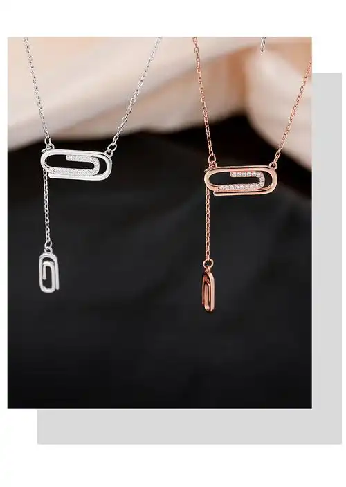 香港&尚多芙专柜曲别针项链回形针项链银酷s925银个性创意别针设计感