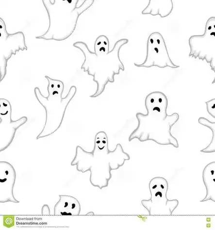 插画简笔画万圣节几种q版幽灵的简笔画法教学与白色眼睛的无缝的样式
