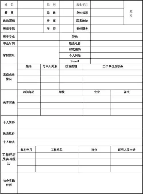 免费文档 所有分类 求职/职场 简历封面/模板 详细个人简历 填表日期