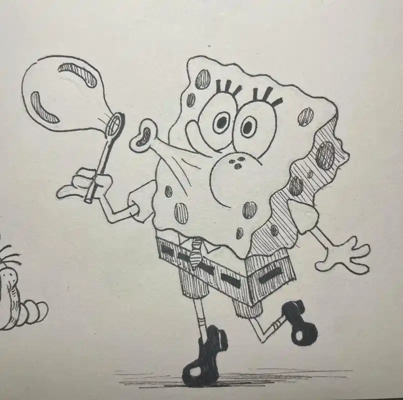 海绵宝宝手绘.#跟着抖音学画画 #一起学画画 #手绘 #画画 - 抖音