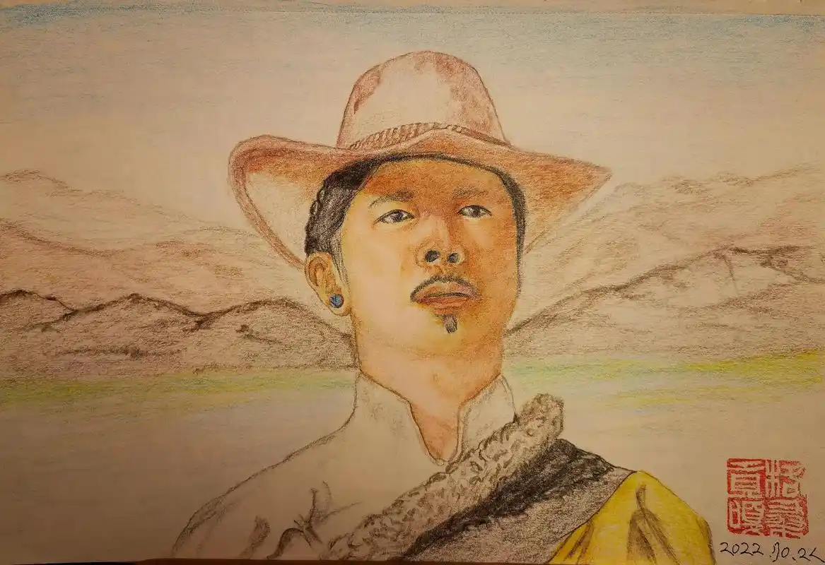 居家个人绘画作品系列之34电视剧《西藏秘密》噶伦土登格勒. - 抖音