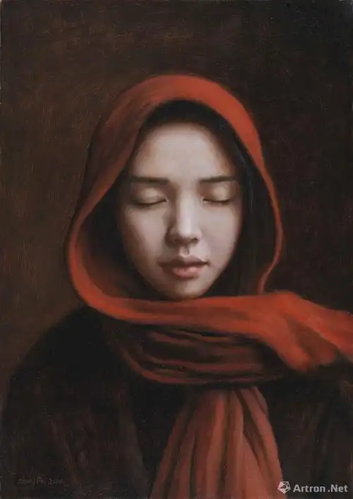 红头巾 创作年度:2014年作 作品尺寸:32*45cm 材质:布面油画 创作年度