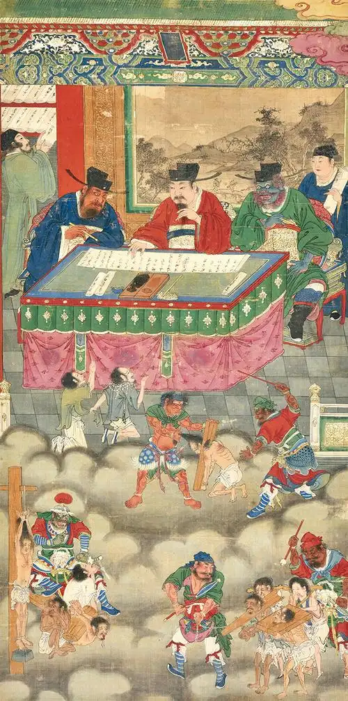 6366阎王小鬼图绢本