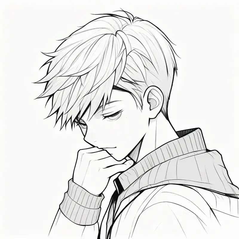 黑白素描男生伤感头像92