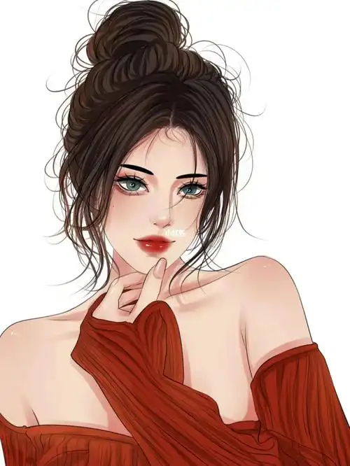 手绘写实温柔可爱高级感插画动漫美女