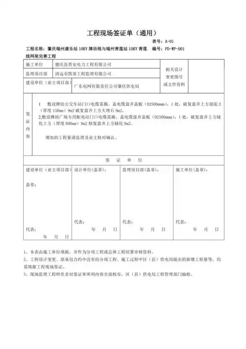 现场签证单签证