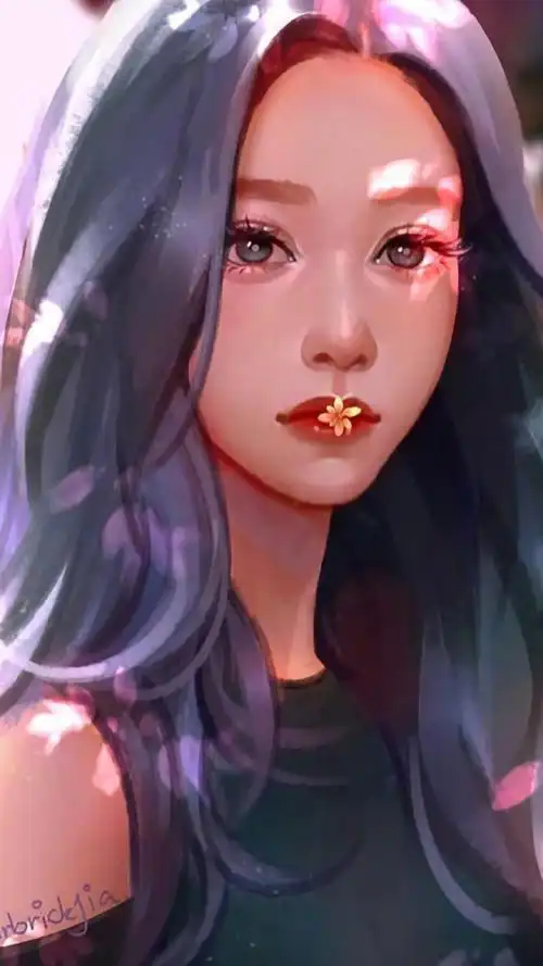 唯美女生手绘插画图片手机壁纸