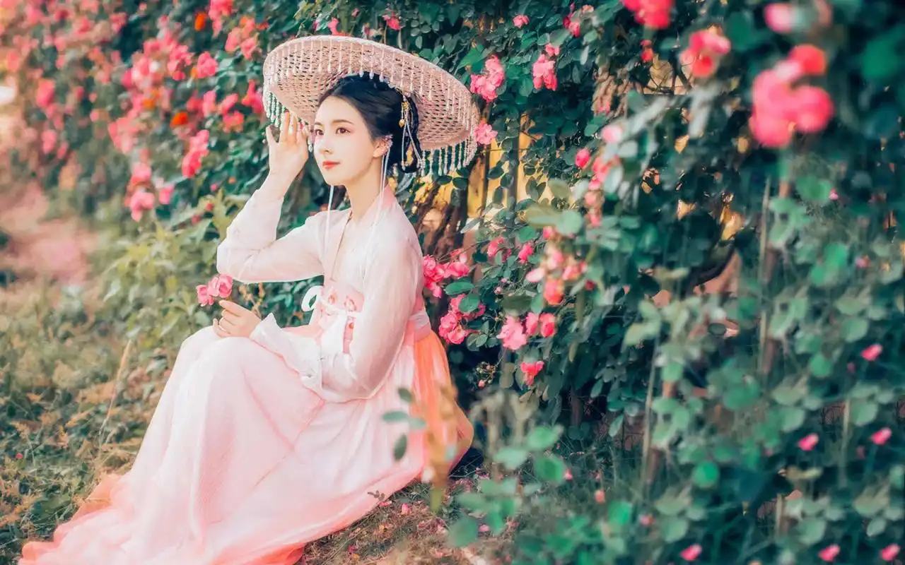 绝色古风美女唯美花海写真图片电脑壁纸高清大图预览1920×1200_美女