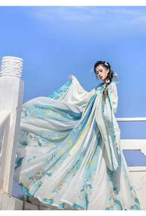 原创汉服女青翎中国风南北朝交领齐腰胸襦裙古装夏季新款日常绀蓝齐胸