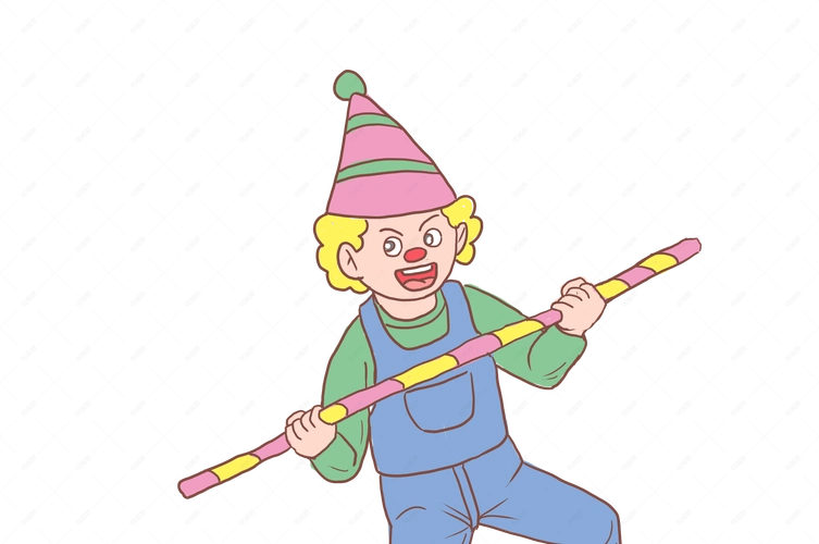 万圣节小丑拿平衡杆手绘卡通