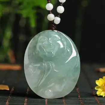 好利得 玉石翡翠笑佛吊坠 玉石笑佛玉挂件