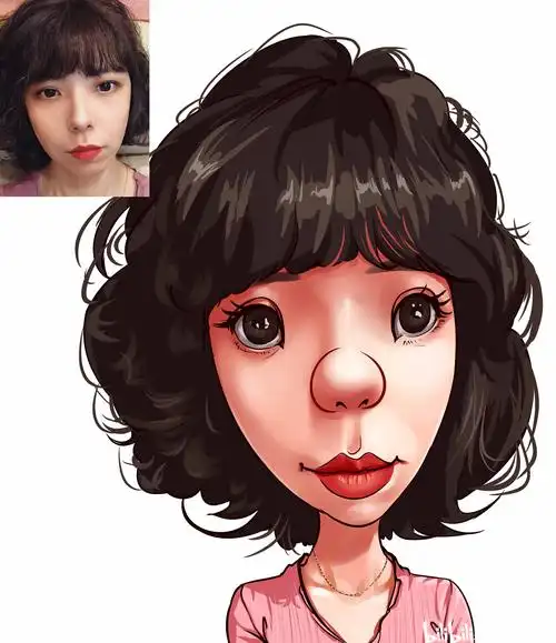 女生系列的夸张风格肖像漫画要美得合理美得自然