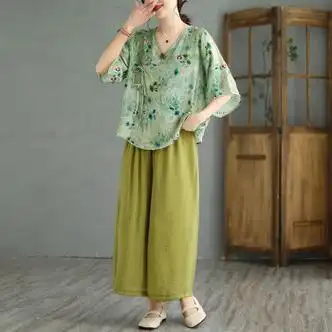 夏典素订女王sepstp棉麻女装官方夏款中国风棉麻套装女夏季2023新款