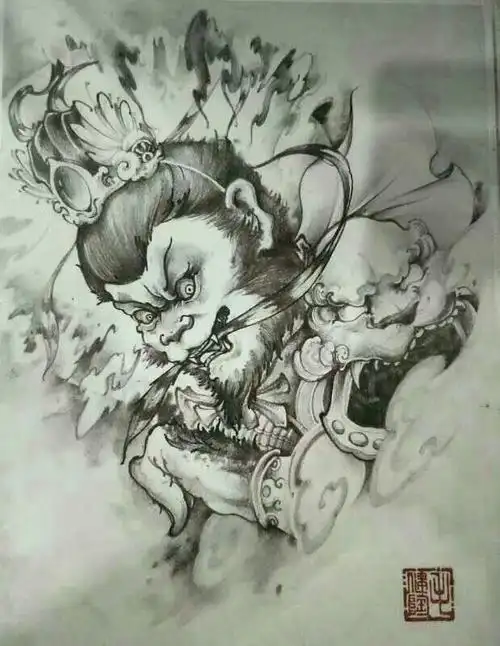 猴子纹身手稿,纹身电话15755722152