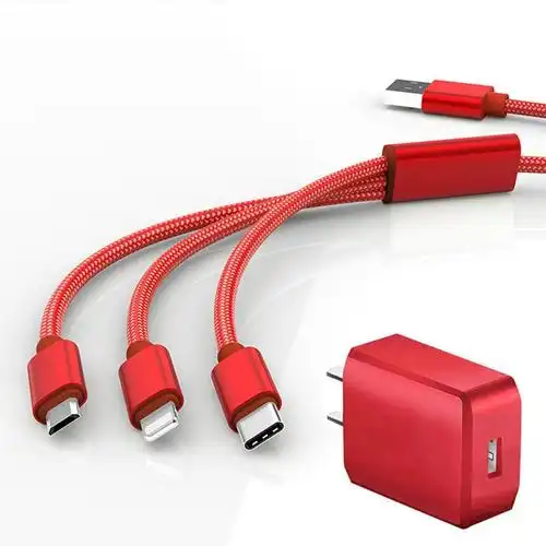 多功能快充电线插头充电器苹果安卓加长2手机通用米一拖三数据线中国