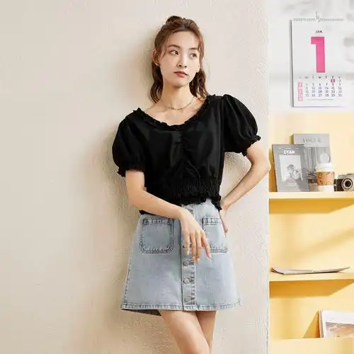 唐狮夏季韩版半袖上衣女装100元3件新款宽松百搭休闲潮条纹衣服