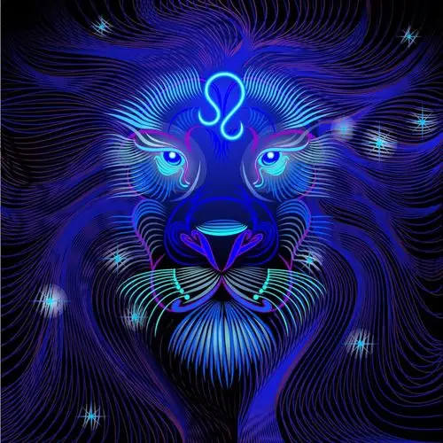 霓虹灯效果狮子座图案矢量素材