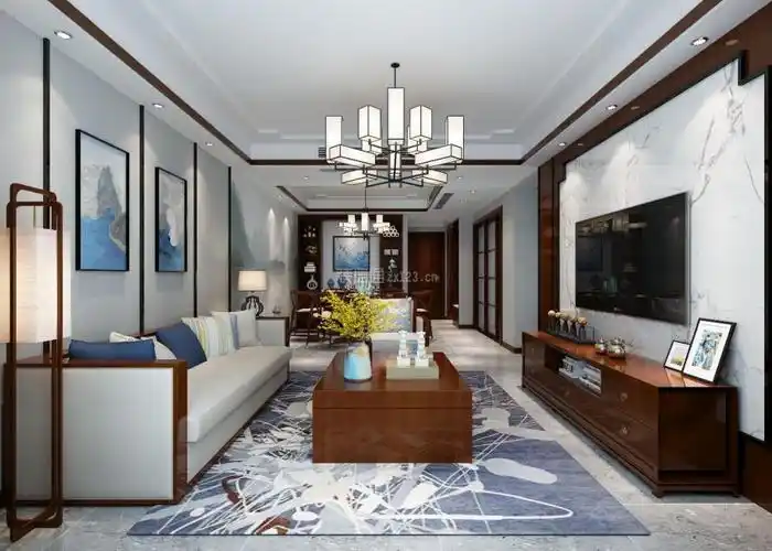 达州鑫世纪·公园城新中式风格100平米装修效果图案例