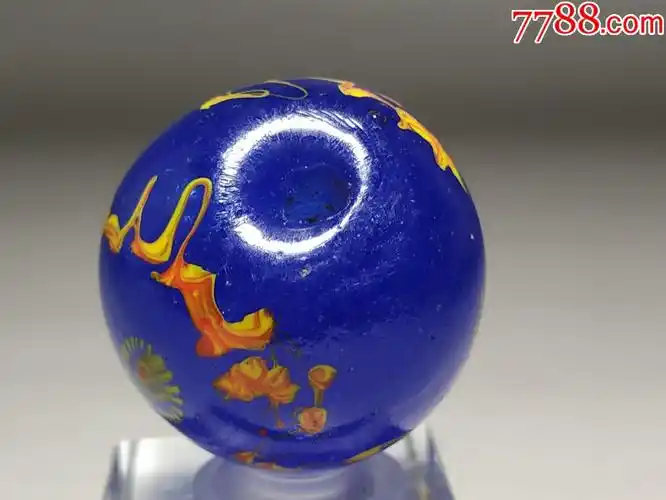 超大蓝琉璃凤眼顶珠_玻璃珠/球_三河居士【7788文房四宝收藏】