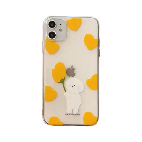 iphonexr手机壳透明花朵小狗夏天图案卡通可爱苹果11promax软壳
