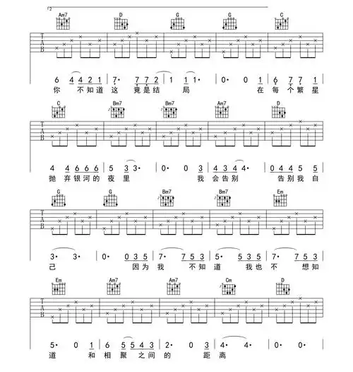 邓紫棋《后会无期 简单版 》吉他谱-guitar music score-看谱啦