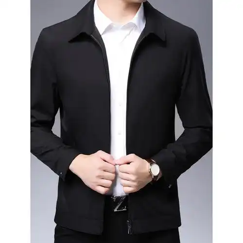 恒源祥男士夹克外套2020新款男装休闲翻领夹克中年爸爸装上衣