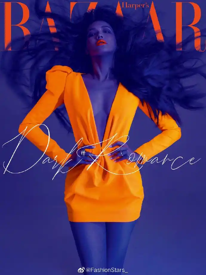 舒淇荧光橙造型#舒淇×《时尚芭莎》| 8月下网络版封面人物,身着荧光